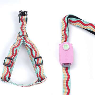 Fashion rainbow comfortable easy work dog harness and leash cute large dog no pull dog harness Pet accessories Car seat belt